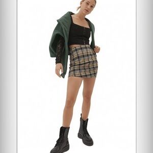 NWT-Urban Outfitters Clueless Preppy Stretchy Ruched  Mini Skirt Size Small